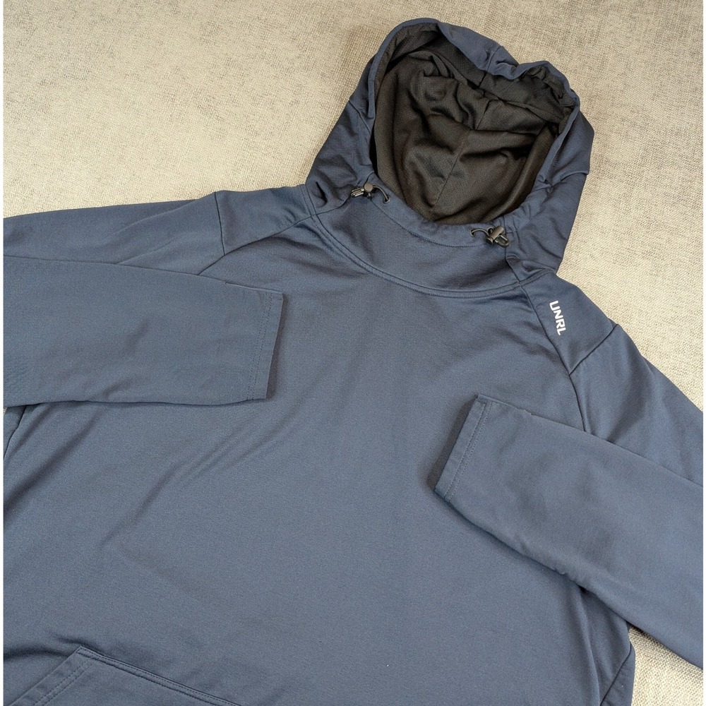 UNRL Hoodie Mens XL Blue Crossover Performance Activewear Fleece Pullover Gym
